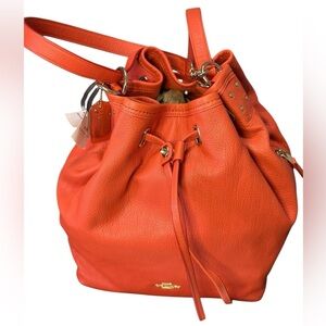 Coach  Leather TurnLock Tie Bucket Bag